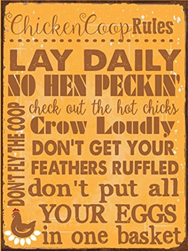 0707918581590 - CHICKEN COOP RULES METAL SIGN, FARM LIVING, EGGS, HENS, ROOSTERS, COUNTRY LIVING, RUSTIC DECOR