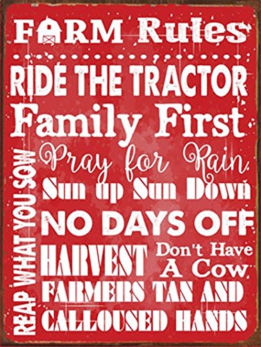 0707918581613 - FARM RULES METAL SIGN, COUNTRY LIVING, RUSTIC DECOR