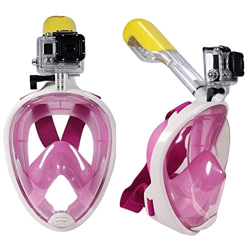 0707989803294 - INFINITY FULL FACE SNORKEL MASK BY STÖR. LIFETIME WARRANTY.180° VIEW, FREE BREATHING TUBELESS, ANTI-FOG ANTI-LEAK DESIGN FOR ADULTS AND YOUTH. GOPRO CAMERA MOUNT INCLUDED! (PINK, LARGE/X-LARGE)