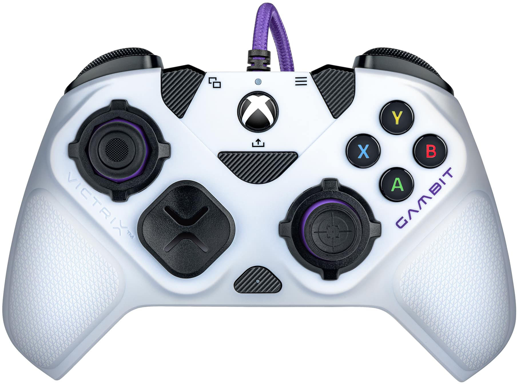 0708056067267 - VICTRIX GAMBIT WORLDS FASTEST XBOX CONTROLLER - XBOX ONE, SERIES X|S, PC - ELITE ESPORTS DESIGN WITH SWAPPABLE PRO THUMBSTICKS, CUSTOM PADDLES, ADJUSTABLE COMPETITION TRIGGERS, WHITE / PURPLE SKINS