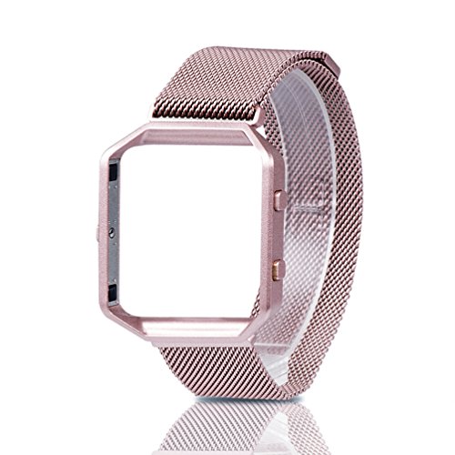 0708315042363 - FOR FITBIT BLAZE BAND, WEARLIZER MILANESE LOOP WATCH BAND REPLACEMENT STAINLESS STEEL BRACELET STRAP WITH METAL FRAME FOR FITBIT BLAZE - ROSE GOLD PINK SMALL