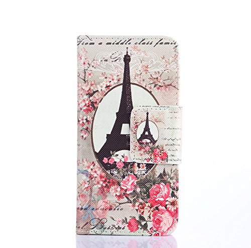 0708315332143 - GENERIC SAMSUNG GALAXY S6 WALLET CASE，PU LEATHER FLIP STAND COVER WITH CARD SLOT MAGNETIC CLOSURE FOR SAMSUNG GALAXY S6 (VINTAGE ROSE FLOWER & EIFFEL TOWER)