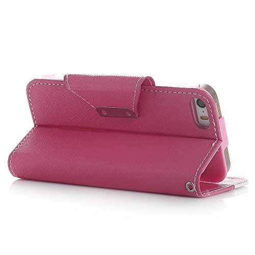0708315336202 - GENERIC PU LEATHER COVER STAND WALLET CASE FOR APPLE IPHONE 5 - ROSE RED