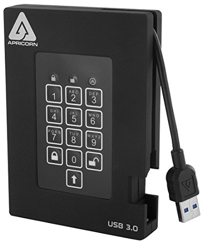 0708326914116 - APRICORN AEGIS PADLOCK FORTRESS FIPS 140-2 LEVEL 2 VALIDATED 256-BIT ENCRYPTED USB 3.0 HARD DRIVE WITH PIN ACCESS, 2 TB