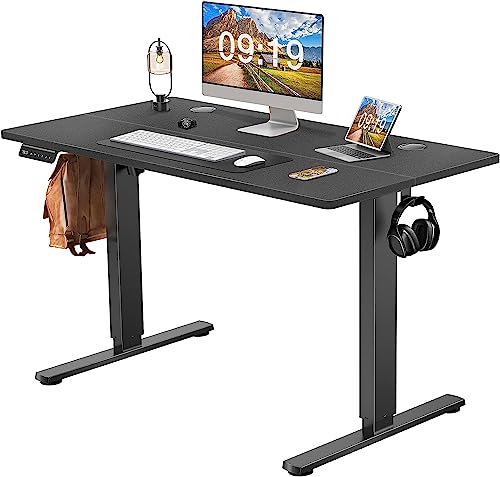 0708436639107 - STANDING DESK ADJUSTABLE HEIGHT, 40 X 24 INCHS ELECTRIC STANDING DESK WITH 3 MEMORY PRESETS, ADJUSTABLE DESK STAND UP DESK WITH T-SHAPED BRACKET, ERGONOMIC COMPUTER DESK FOR HOME OFFICE, BLACK
