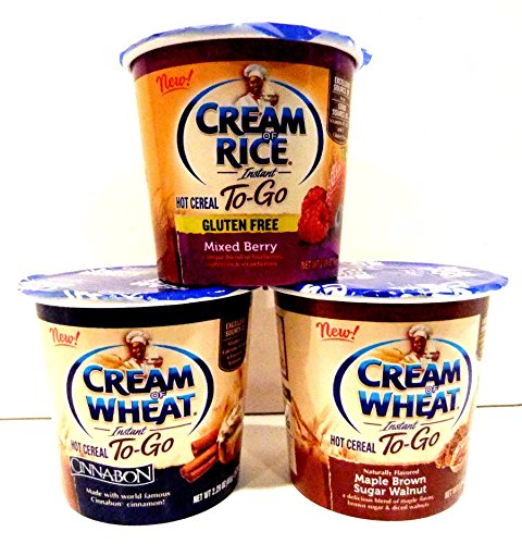 0708820052017 - CREAM OF WHEAT, NEW! HOT CEREAL TO-GO CUPS, VARIETY 6 PACK + FREE 24 COUNT PACK OF PLASTIC SPOONS, 2 CUPS EACH OF CINNABON, MAPLE BROWN SUGAR WALNUT, MIXED BERRY (2.29 OZ CUPS)