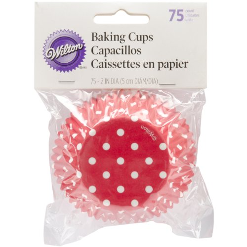 0070896901484 - WILTON BAKING CUPS STANDARD DOTS RED 75 PIECE