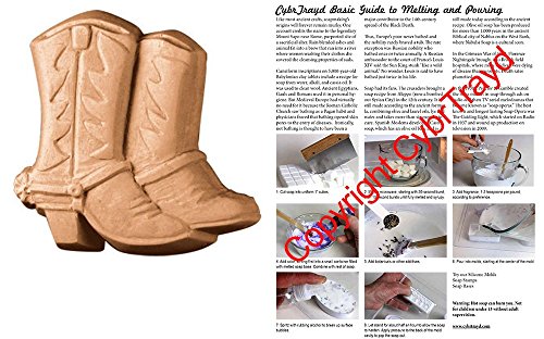 0709112464822 - BOOTS AND SPURS SOAP MOLD - MAKES 4.5 OZ BARS. MILKY WAY. MELT & POUR, COLD PROCESS W/ EXCLUSIVE COPYRIGHTED FULL COLOR CYBRTRAYD SOAP MOLDING INSTRUCTIONS