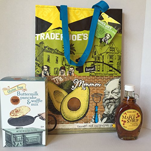 0709317673746 - GLUTEN FREE TRADER JOE'S BUTTERMILK PANCAKE & WAFFLE MIX AND TRADER JOE'S 100% PURE MAPLE SYRUP BUNDLE A TRADER JOE'S REUSABLE GROCERY TOTE WITH SOUTHERN CALIFORNIA GRAPHICS PLUS A BONUS FREE SWEET COFFEE RECIPE FROM Z-ORGANICS (3 ITEMS)