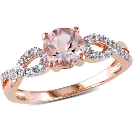 0070937120058 - 4/5 CARAT T.G.W. MORGANITE AND DIAMOND-ACCENT 10KT ROSE GOLD INFINITY ENGAGEMENT RING