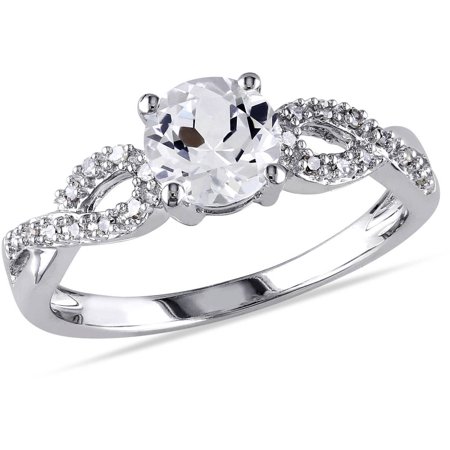0070937151052 - 1/10 CARAT T.W. DIAMOND AND 1 CARAT T.G.W. CREATED WHITE SAPPHIRE 10KT WHITE GOLD INFINITY ENGAGEMENT RING