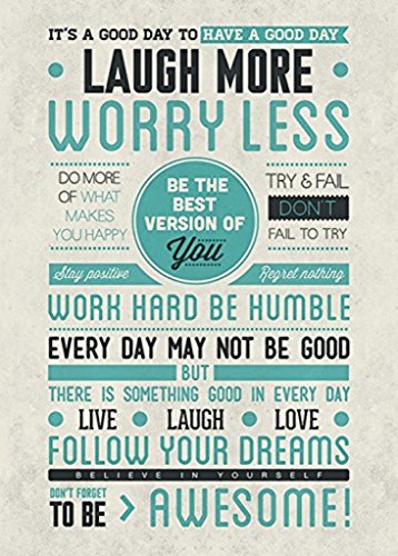 0709619367268 - LAUGH MORE BE AWESOME MOTIVATIONAL 24X36 POSTER ART PRINT
