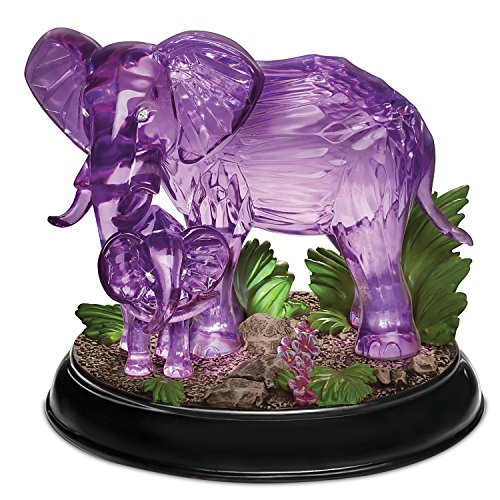 0709792297901 - BLAKE JENSEN LIGHTED MOTHER AND BABY ELEPHANT FIGURINE WITH SWAROVSKI CRYSTALS BY THE HAMILTON COLLECTION