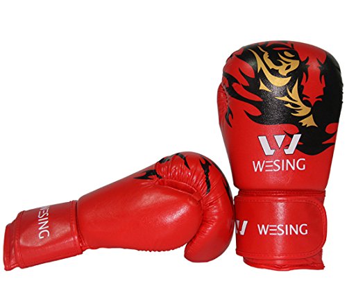 0709812366259 - WESING VELCRO BOXING TRAINING GLOVES TIGER-ROARING PRINTING ADULT BOXING GLOVES (RED)
