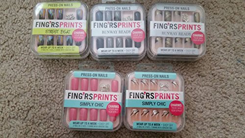0709872666054 - FING'RS PRINTS PRESS-ON NAILS SET 5-PIECE COLLECTION #5