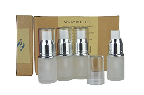 0709889397712 - 4 PIECE 1/2OZ,HILLO SILVERY GLASS SPRAY BOTTLES WITH FINE MIST SPRAYER FOR TRAVEL AND ANY PURPOSE ,PERFECT FOR ESSENTIAL OILS, PERFUME OILS, RUBBING ALCOHOL, OR OTHER LIQUIDS.
