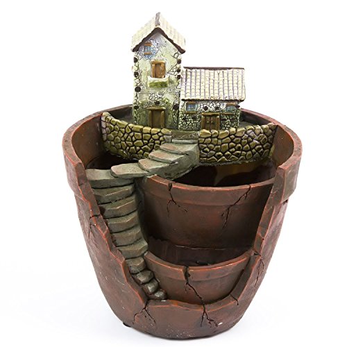 0709889607460 - CREATIVE PLANTS POT LETOOR FLOWER PLANTS SUCCULENT DIY CONTAINER DECORATED WITH MINI HANGING FAIRY GARDEN AND SWEET HOUSE FOR HOLIDAY DECORATION AND GIFT