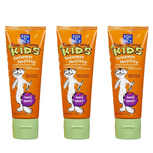 0709998102726 - KISS MY FACE - KIDS FLUORIDE FREE TOOTHPASTE - BERRY SMART (4 OUNCE TUBES) (PACK OF 3)