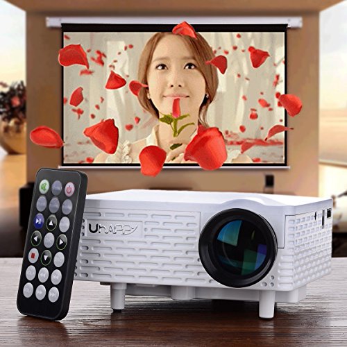 0710090006638 - UHAPPY U18 OFFICE AND HOME USE PORTABLE MINI VIDEO PROJECTOR FOR ANDROID AND IOS EU PLUG - WHITE