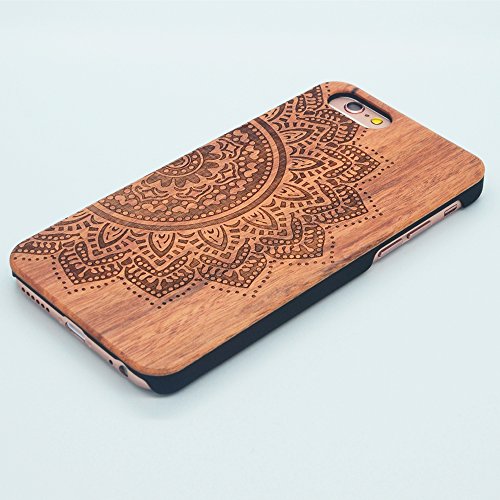 0710185346588 - GENERIC UNIQUE REAL HANDMADE NATURAL WOOD WOODEN HARD BAMBOO CASE COVER FOR IPHONE 6(4.7)-(FLOWER PATTERN)
