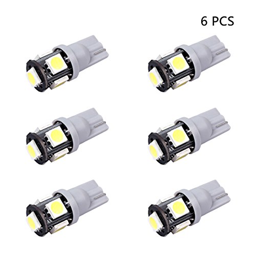 0710219195199 - NEWEST, 6PCS ,W5W 194 168 2825 T10 WEDGE 5-SMD 5050 WHITE HIGH POWER CAR LIGHTS BULB, PURE WHITE LIGHT - BRIGHTER,GREEN ENERGY, LOWER HEAT, ECO-FRIENDLY, BETTER QUALITY, LONGER LIFE (WHITE 6PCS-T10-5SMD)