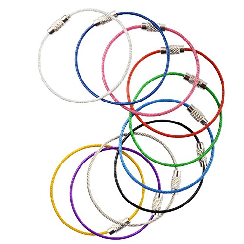 0710219202286 - MULTICOLOR STEEL WIRE KEYCHAIN, STAINLESS KEY RING, DURABLE STEEL CABLE RING, CABLE KEYRING TWIST BARREL (10PCS)