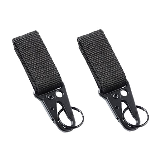 0710219202316 - HIGH QUALITY NYLON VELCRO, GEAR KEEPER POUCH, CAN BE USED AS KEY CHAIN, KEY RING HOLDER, COMPATIBLE WITH MOLLE BAGS, PERFECT WEBBING ATTACHMENT STRAP (BLACK, 2PCS)
