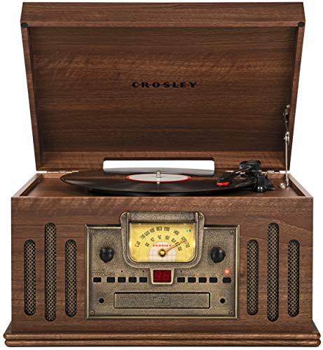 0710244242103 - CROSLEY CR704B-WA MUSICIAN 3-SPEED TURNTABLE WITH RADIO, CD/CASSETTE PLAYER, AUX-IN AND BLUETOOTH, WALNUT