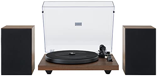 0710244254267 - CROSLEY C62C TURNTABLE HIFI SYSTEM RECORD PLAYER WITH 40 WATT SPEAKERS, ADJUSTABLE TONEARM, MOVING MAGNET CARTRIDGE, BLUETOOTH RECEIVER, AND ANTI-SKATE, WALNUT