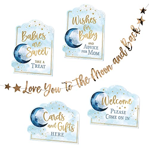 0710309460930 - LILLIAN ROSELOVE YOU TO THE MOON AND BACK BABY SHOWER DECORATION SIGNS AND BUNTING