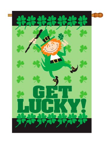 0710320020281 - BREEZE DECOR - GET LUCKY SPRING - SEASONAL IMPRESSIONS DECORATIVE VERTICAL HOUSE FLAG 28 X 40 PRINTED IN USA