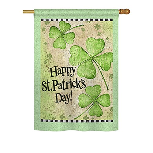 0710320020328 - BREEZE DECOR™ ST. PATRICK'S DAY CLOVER LARGE FLAG 28 INCHES BY 40 INCHES