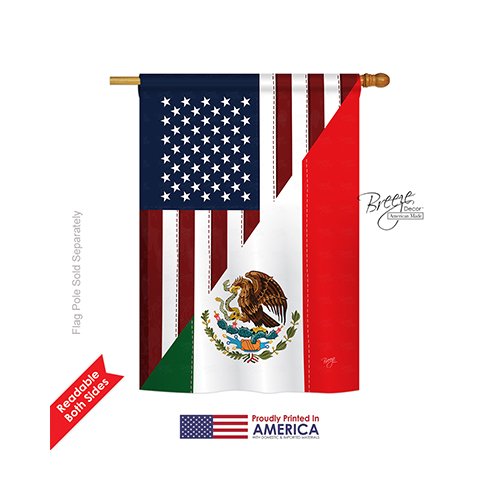 0710320082050 - USA MEXICO FRIENDSHIP LARGE FLAG 28X 40
