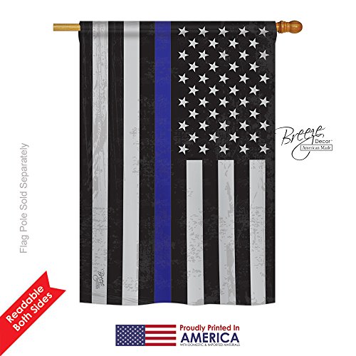 0710320083828 - US BLUE STRIPE POLICE VERTICAL LARGE FLAG 28 INCHES BY 40 INCHES