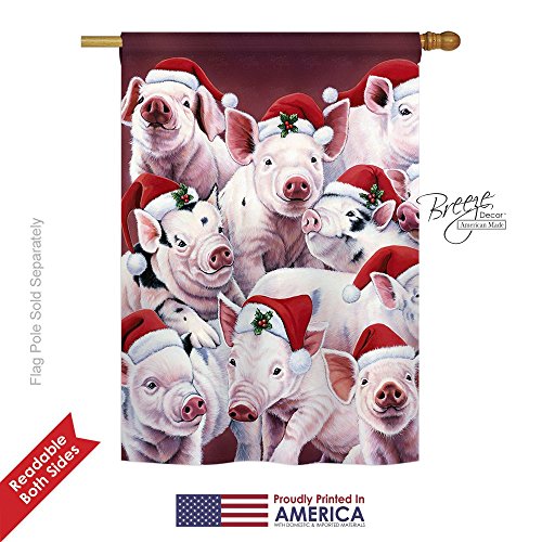 0710320141221 - CHRISTMAS PIGGIES LARGE FLAG 28 INCHES BY 40 INCHES