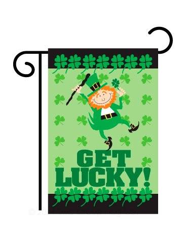 0710320520286 -  GET LUCKY  - GARDEN SIZE 13.5 X 18 INCH DECORATIVE DOUBLE SIDED FLAG