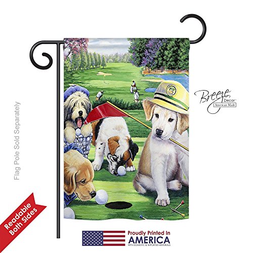 0710320600827 - GOLFING PUPPIES GARDEN FLAG 13 INCHES X 18.5 INCHES
