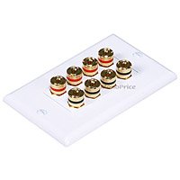 0710348840083 - HIGH QUALITY BANANA BINDING POST TWO-PIECE INSET WALL PLATE FOR 4 SPEAKERS - ...