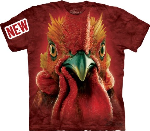 0710434222311 - MOUNTAIN BIG COCK HEAD ADULT SIZE T-SHIRT , RED , XX-LARGE