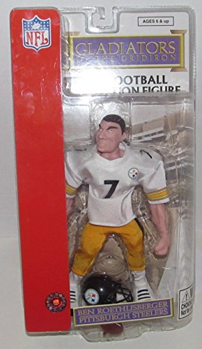0710465595156 - BEN ROETHLISBERGER - PITTSBURGH STEELERS - APPROX. 9 FOOTBALL ACTION FIGURE - WHITE JERSEY (C2004) GLADIATORS OF THE GRIDIRON