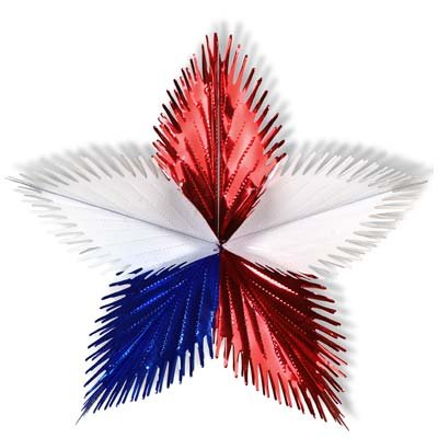 0710473522502 - TWO PATRIOTIC LEAF STARBURSTS/PARTY SUPPLIES & HANGING DECORATIONS