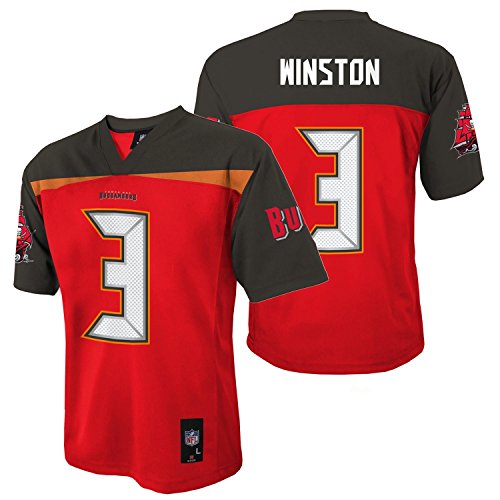 0710590334835 - JAMEIS WINSTON #3 TAMPA BAY BUCCANEERS RED HOME REPLICA JERSEY YOUTH (YOUTH LARGE)