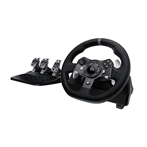 7106223051904 - LOGITECH G920 DRIVING FORCE RACING WHEEL AND FLOOR PEDALS, REAL FORCE FEEDBACK, STAINLESS STEEL PADDLE SHIFTERS, LEATHER STEERING WHEEL COVER FOR XBOX SERIES X|S, XBOX ONE, PC, MAC - BLACK