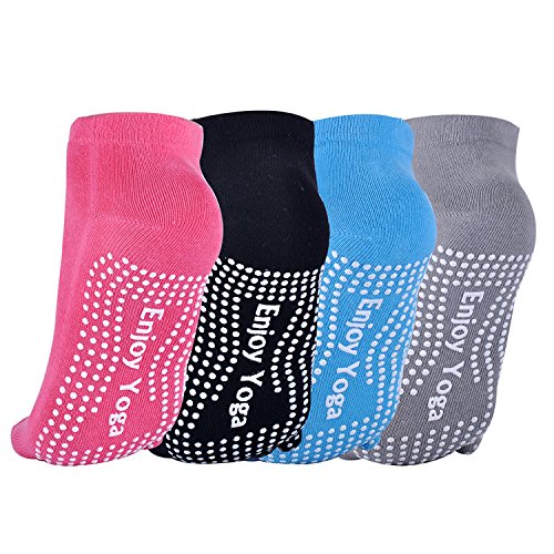 4 Pairs Yoga Socks For Women Pilates Socks Non Slip Grip Socks For