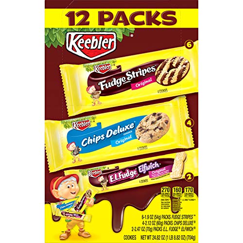 0071082100759 - KEEBLER COOKIES VARIETY PACK, FUDGE STRIPES, CHIPS DELUXE & E.L. FUDGE, 1 OUNCE PACKS, 12 COUNT, PACK OF 3