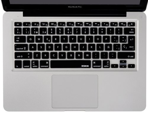0710824649216 - XSKN SPANISH KEYBOARD SKIN SILICONE RUBBER COVER FOR MACBOOK AIR 13INCH, MACBOOK PRO 13, 15 INCH (BLACK)