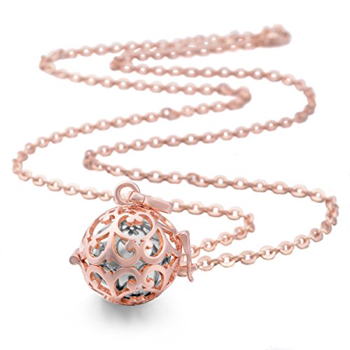 0710874268788 - EUDORA ROSE GOLD PLATED LOCKETS PENDANT NECKLACE WITH SOUNDS CHIME BALL HARMONY BALL PENDANT BABY SHOWER GIFTS