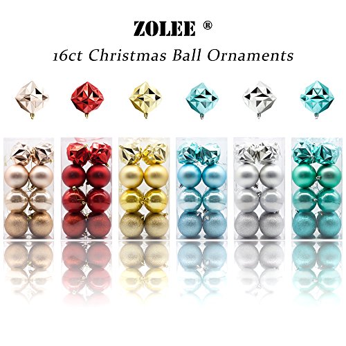 0710874943456 - ZOLEE 16CT CHRISTMAS BALLS PARTY ADORNMENTS HOME PENDANTS FESTIVAL & HOLIDAY ORNAMENTS SQUARE DECORATIONS GALA WIDGETS 3.14＂/80MM ( SILVER)