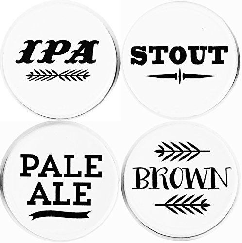 0710882987190 - SIMPLY BAKED GROWLER REPLACEMENT CAPS, 4 PIECE SET, FIT STANDARD GLASS GROWLERS, PRINTED WITH IPA, STOUT, PALE ALE & BROWN, MADE IN THE USA