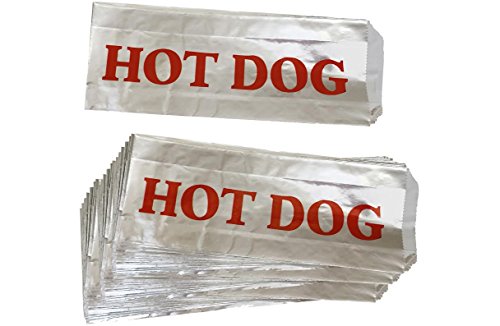 0710928542963 - OUTSIDE THE BOX PAPERS PRINTED FOIL HOT DOG BAGS 75 PACK SILVER, RED